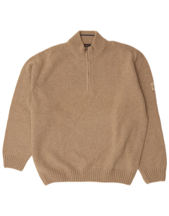Мужской свитер с воротником на молнии Murphy & Nye 2XL, бежевый, шерсть