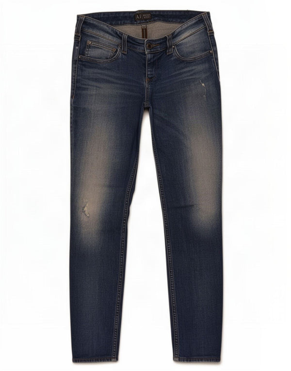 Женские потертые джинсы скинни Armani W27 L29, синий хлопок
