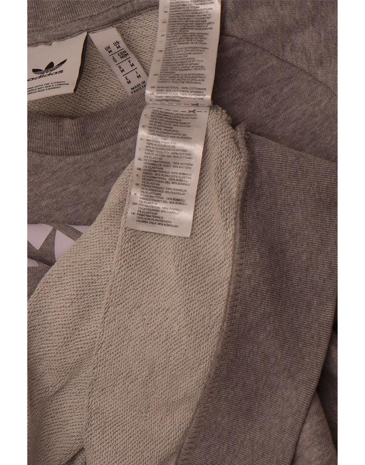 Мужской свитшот ADIDAS с графическим рисунком, хлопковый спортивный джемпер среднего серого цвета