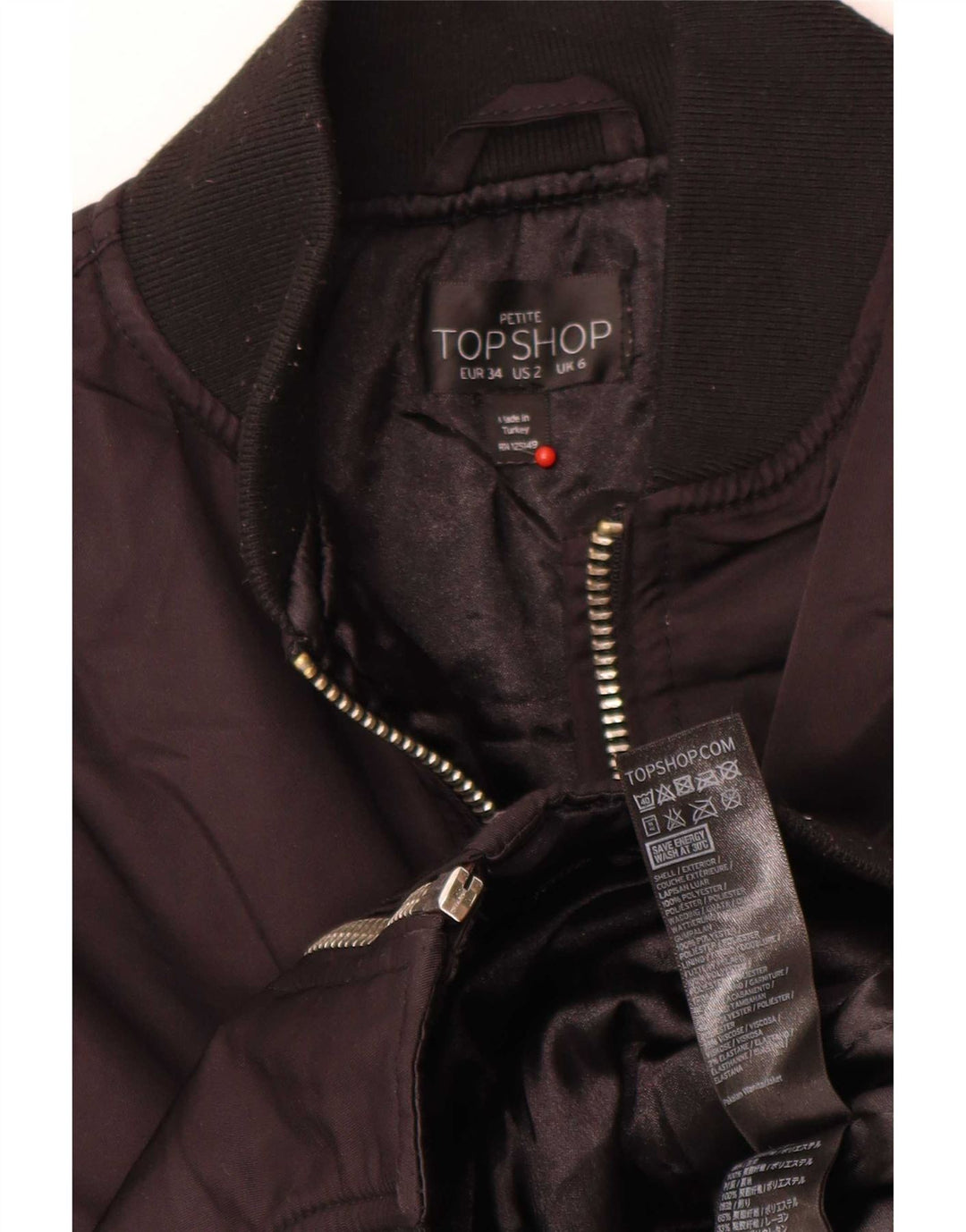 Женский бомбер оверсайз Topshop UK 6 XS, черный полиэстер
