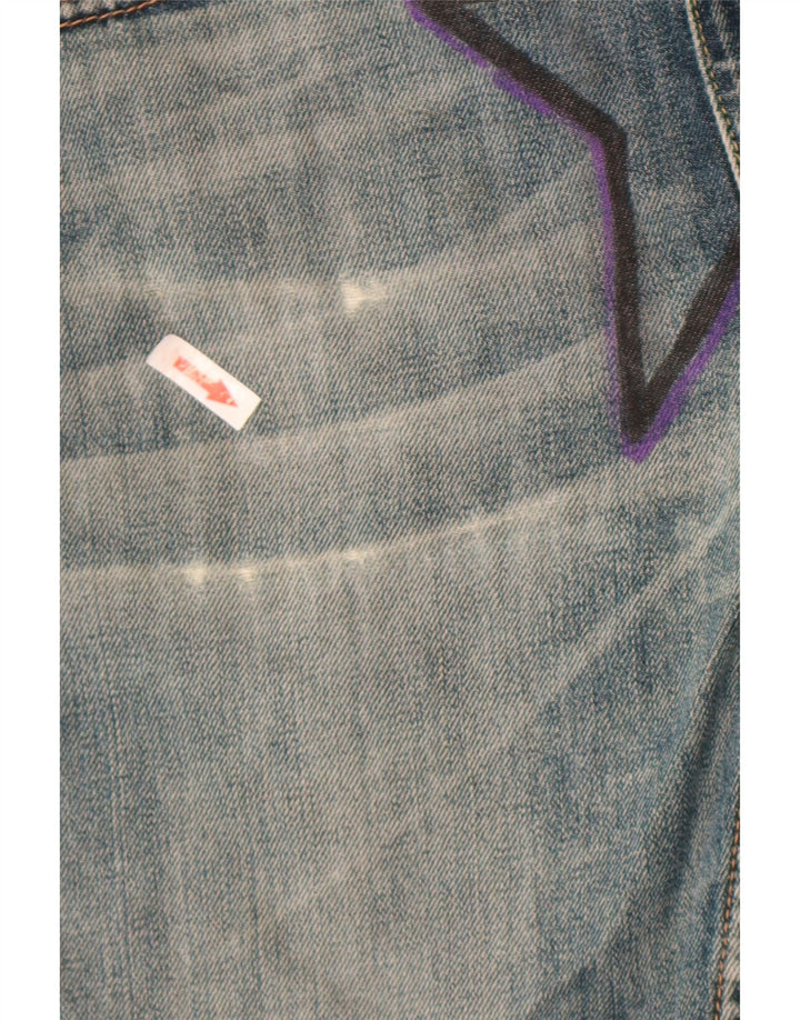 Женские джинсовые шорты с рисунком Levi's W30, хлопковые, среднего синего цвета