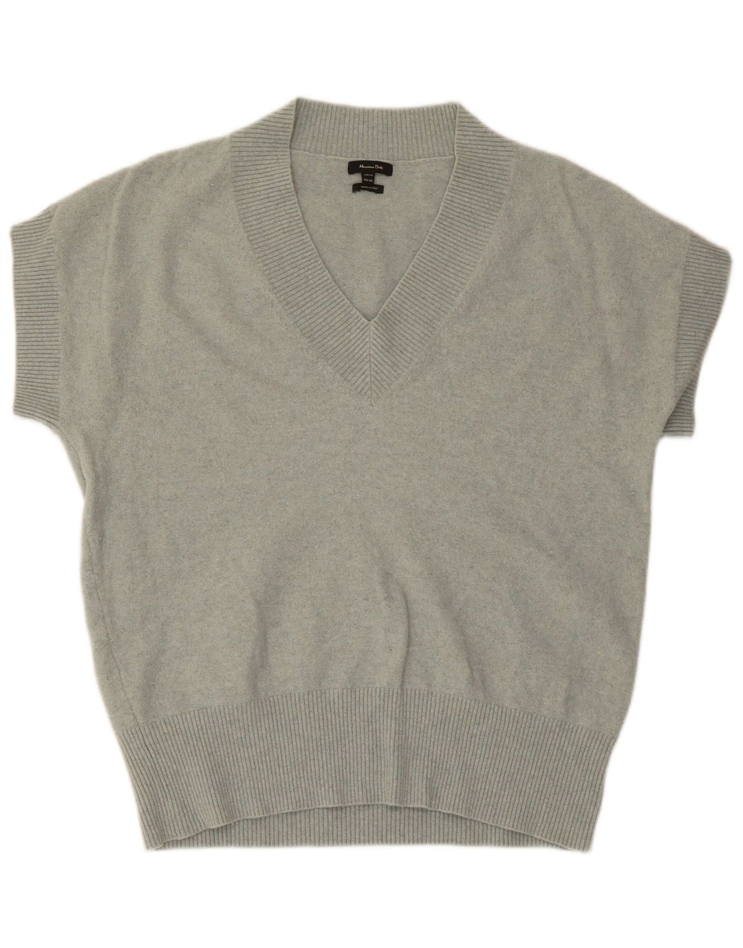 Женский джемпер с короткими рукавами и v-образным вырезом Massimo Dutti UK 14, средний зеленый