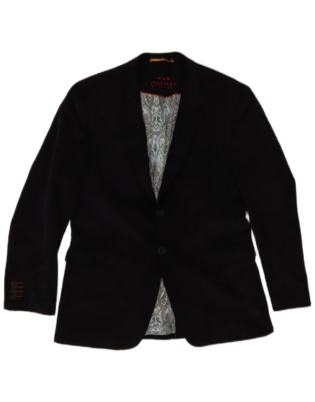 OAKMAN Mens 2 Button Corduroy Blazer Jacket UK 40 Large Navy Blue