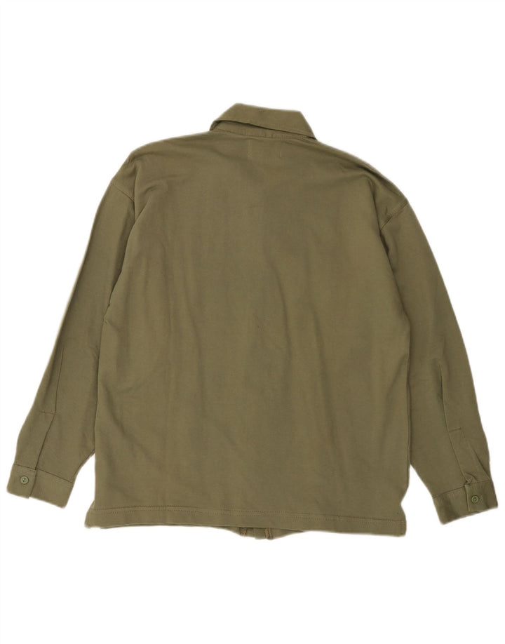 Женская рубашка с рисунком VINTAGE, размер США 10, большой размер, цвет хаки, хлопок