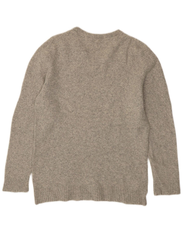 Женский джемпер с v-образным вырезом Nike UK 14, большой серый шерстяной с крапинками