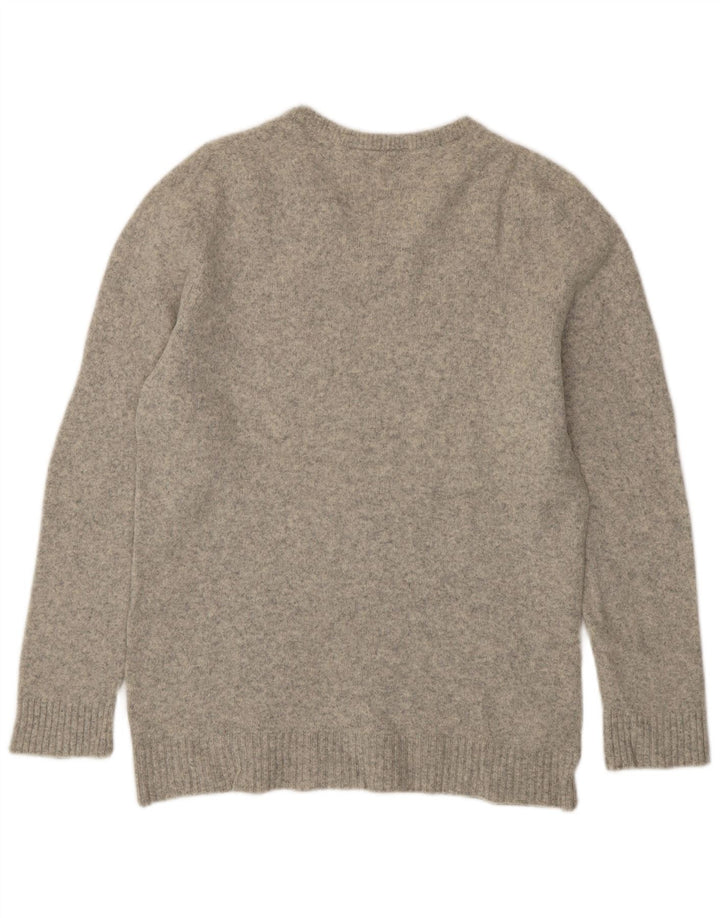 Женский джемпер с v-образным вырезом Nike UK 14, большой серый шерстяной с крапинками