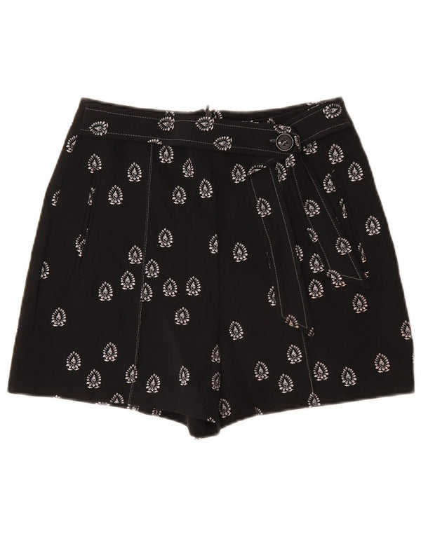 Женские повседневные шорты с высокой талией ZARA XS W24, черный полиэстер с узором пейсли