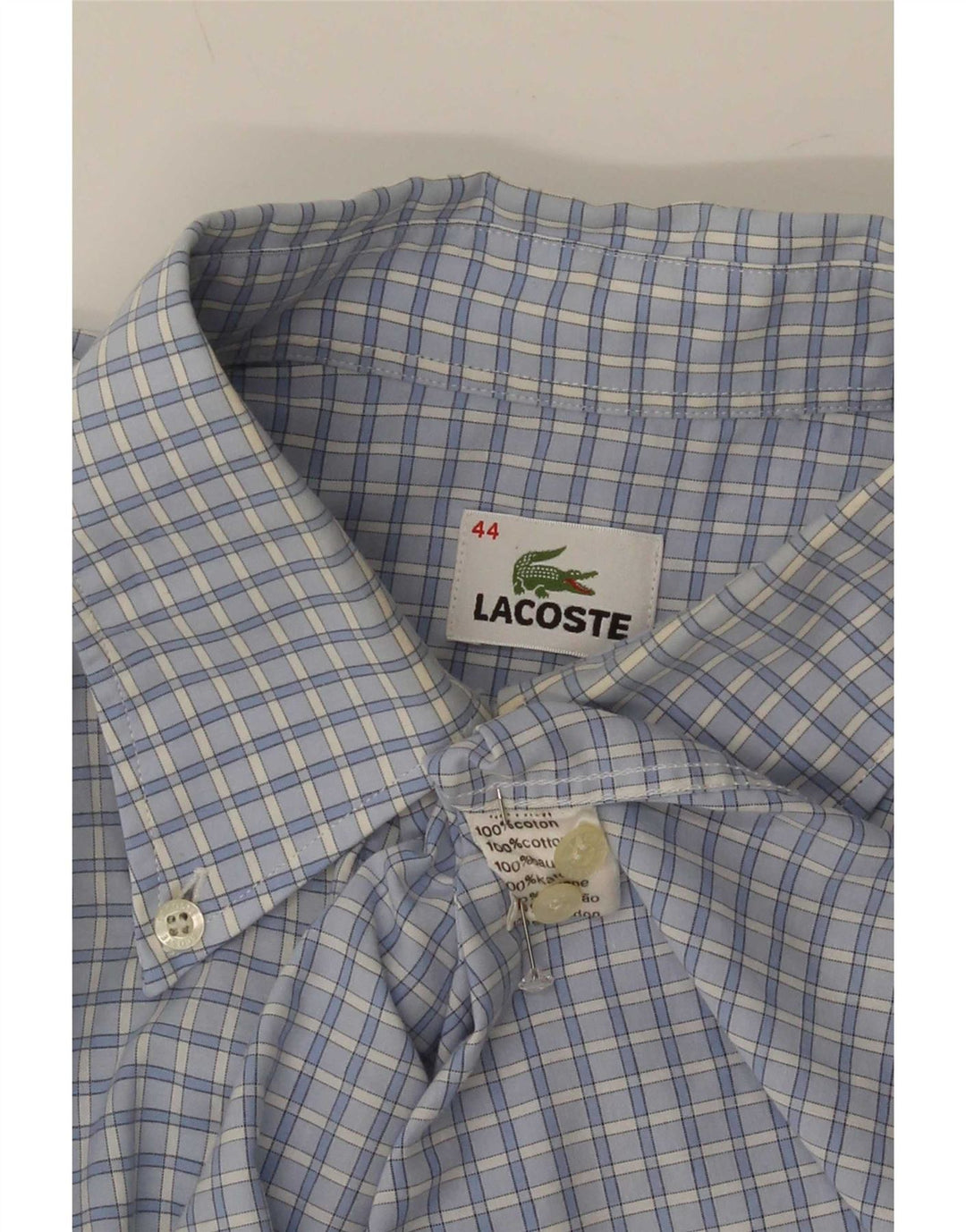 Мужская рубашка Lacoste, размер 44 XL, синяя хлопковая клетка