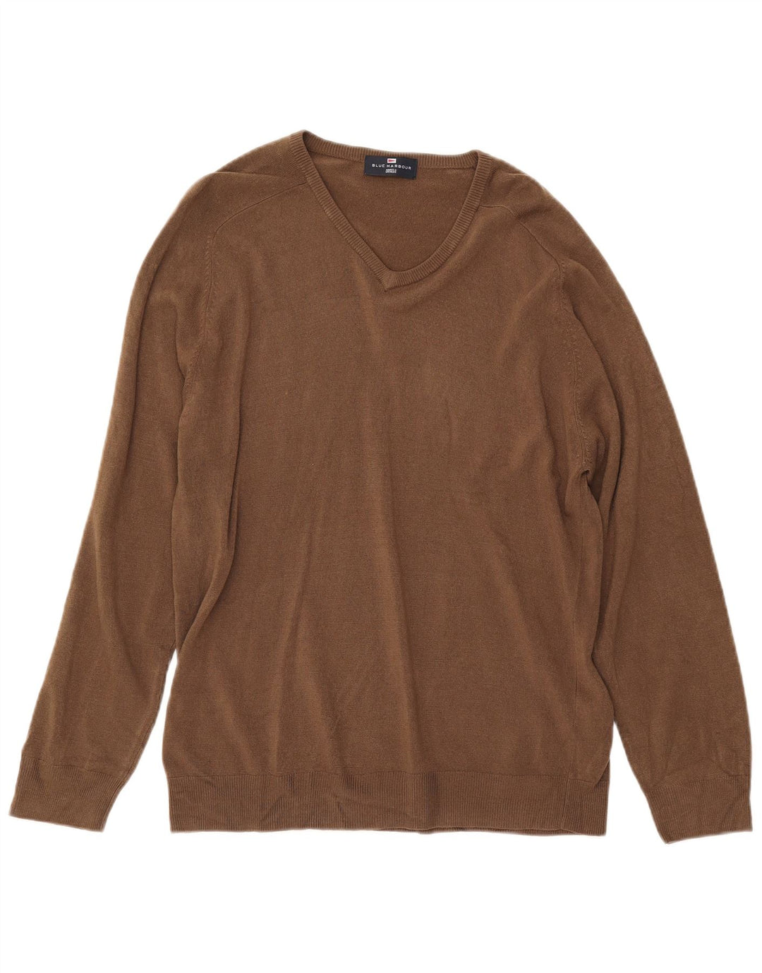 Мужской джемпер с v-образным вырезом MARKS & SPENCER Blue Harbour, большой коричневый