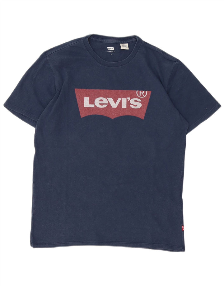 Мужская футболка с рисунком Levi's, маленький размер, темно-синий, хлопок