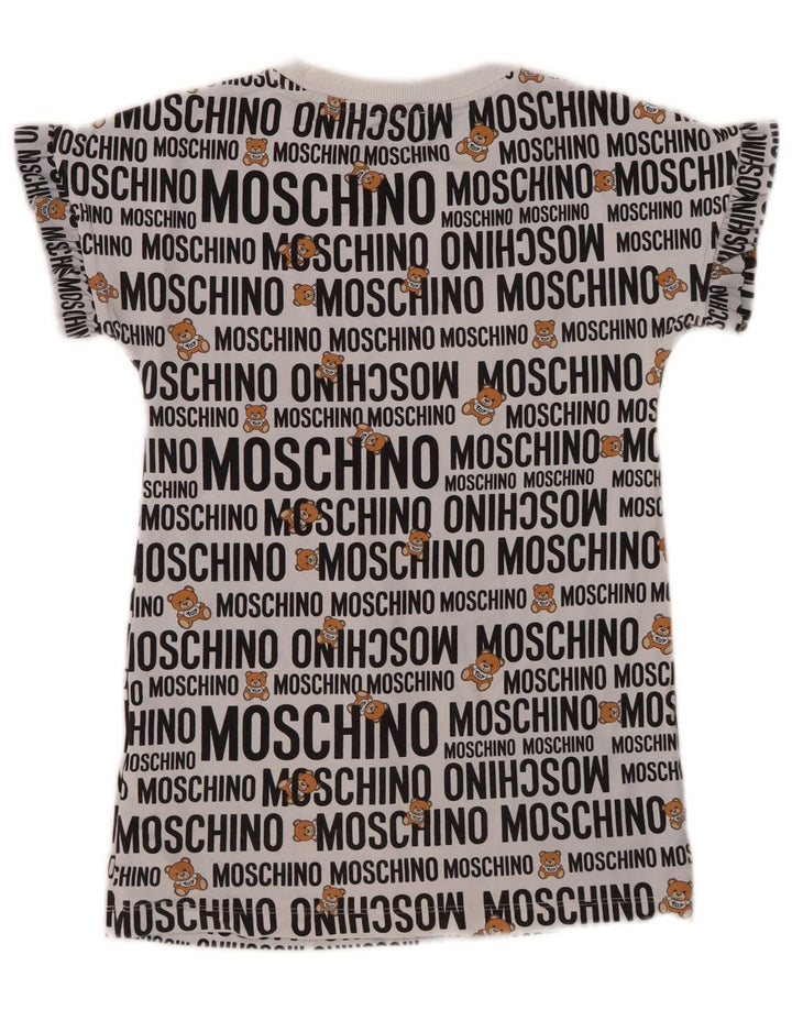 MOSCHINO Футболка с рисунком для девочек, топ 7-8 лет, серый хлопок