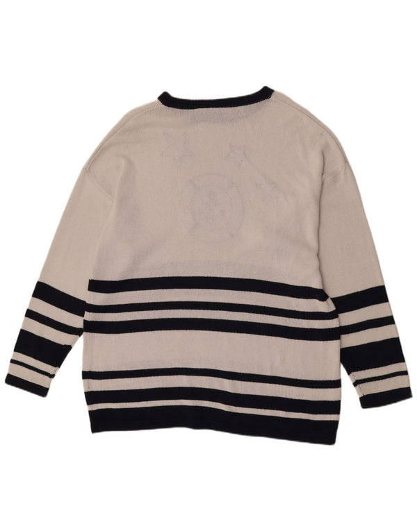 Женский длинный джемпер с вырезом «лодочка» Color Ville, размер ЕС 44/46 XL, белая полоска