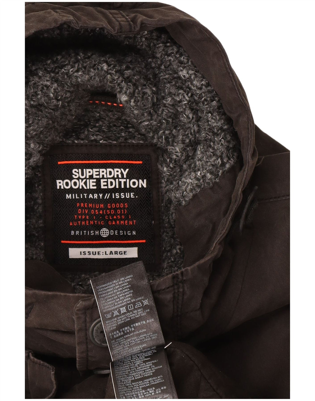 Мужская парка Superdry с капюшоном в стиле милитари, Великобритания, 40, большая, серая, хлопковая