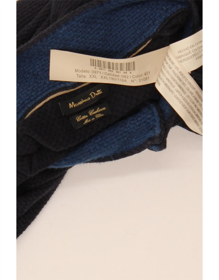 MASSIMO DUTTI Мужской свитер с воротником на молнии 2XL Темно-синий хлопок