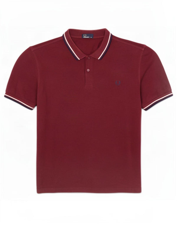 Мужская рубашка-поло Fred Perry 2XL, хлопковая бордовая полоска