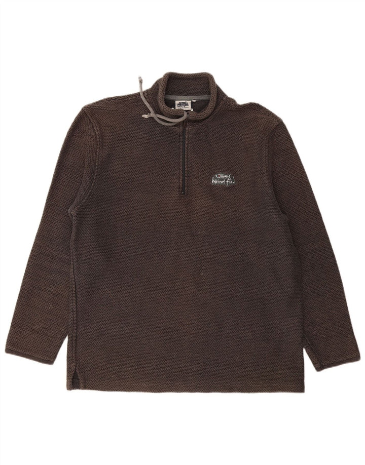 Мужской свитшот с воротником на молнии Weird Fish, джемпер XL, серый хлопок