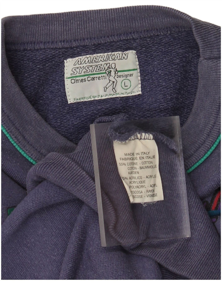 Мужской свитшот с рисунком American System By Olmes Carretti, большой синий