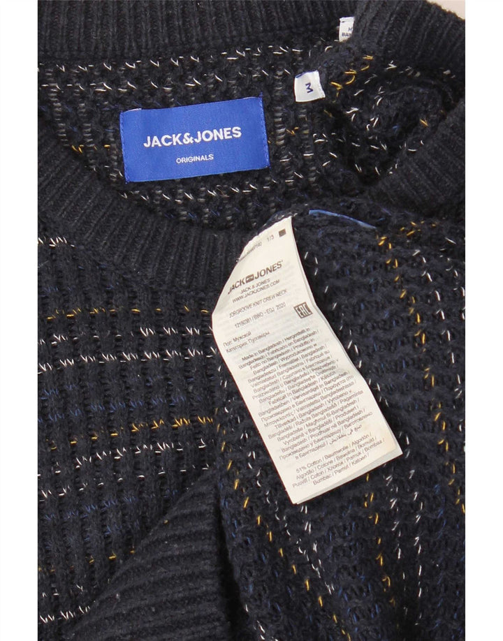 Мужской джемпер с вырезом «лодочка» Jack & Jones, средний темно-синий в тонкую полоску
