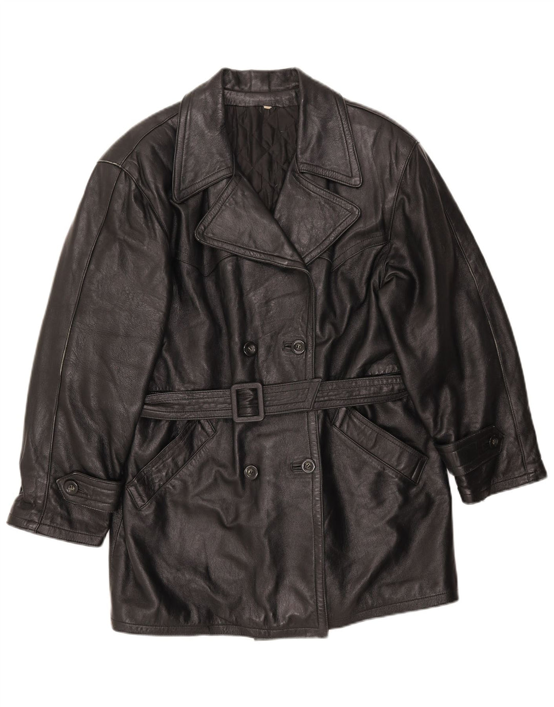 LAVORAZIONE ARTIGIANA Женское Пальто UK 12 Среднее Черное Кожаное