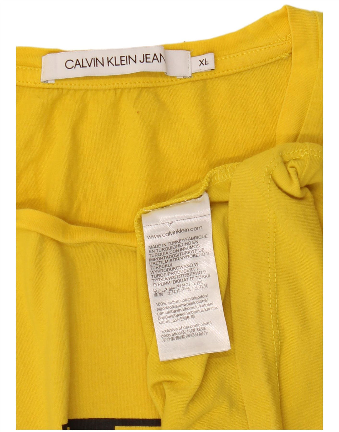 CALVIN KLEIN JEANS Женская футболка с рисунком Top UK 18 XL Желтый хлопок