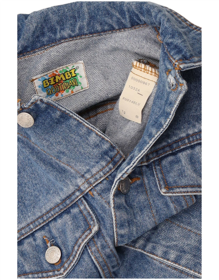 Винтажный женский укороченный джинсовый жилет UK 8, маленький синий хлопок