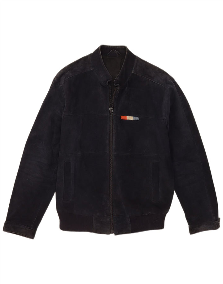 Мужской замшевый бомбер VINTAGE IT 50, темно-синий, кожаный