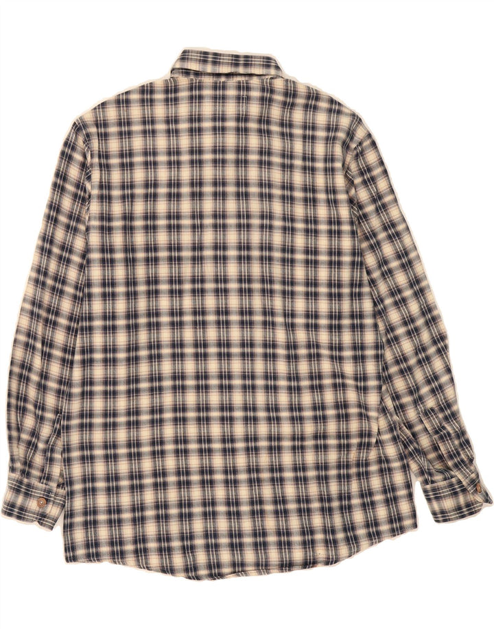 CROWN Mens Flannel Shirt Size 41 Large Beige Check Cotton Vintage Crown and Second-Hand Crown from Messina Hembry 