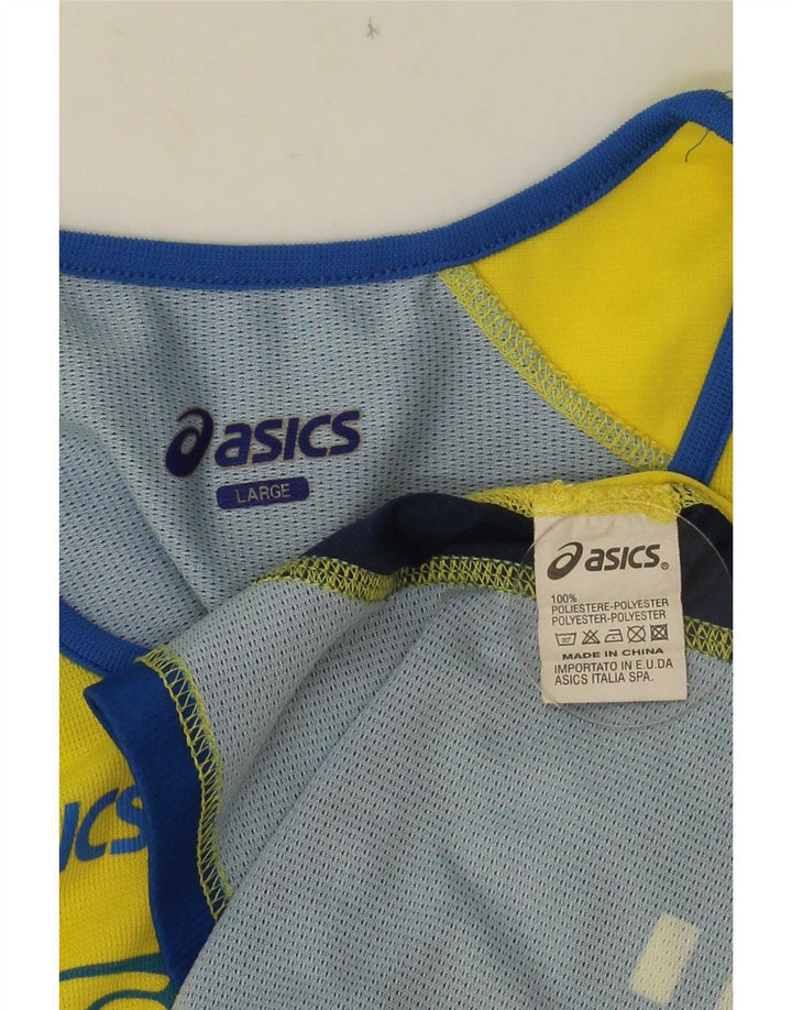 Мужской жилет с рисунком Asics, большой желтый полиэстер с цветными блоками