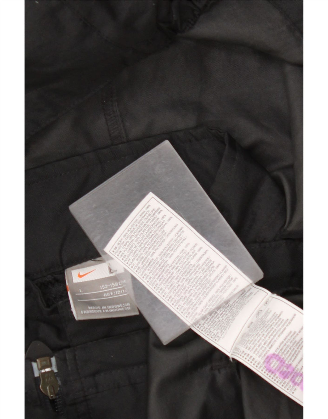 Дождевик с капюшоном NIKE для мальчиков 12–13 лет, большая черная полиэстер с цветными блоками