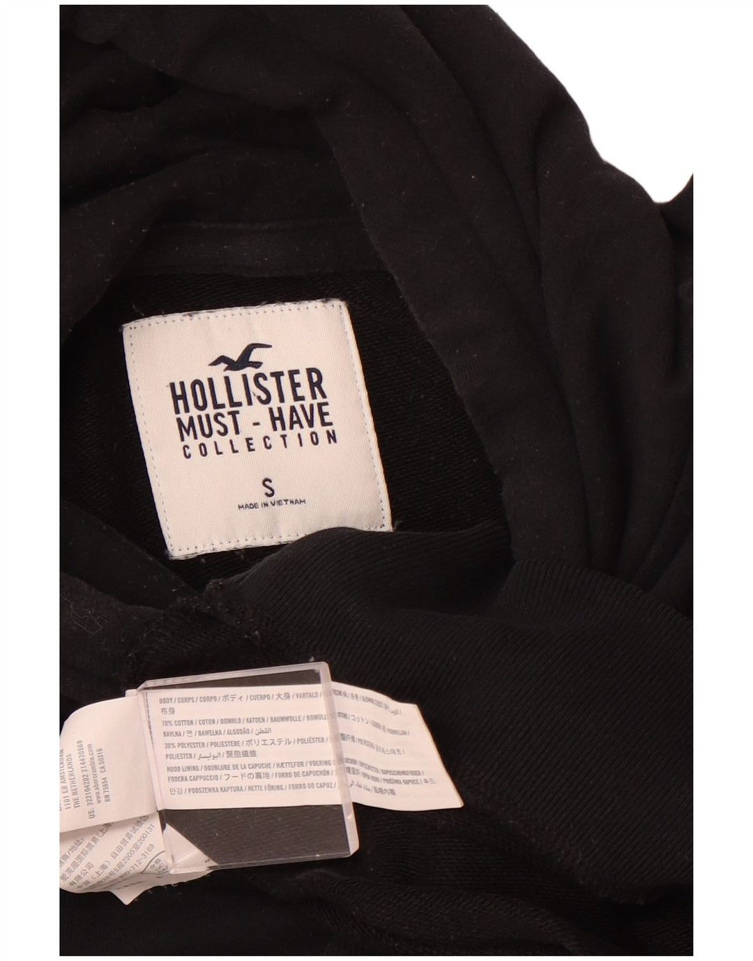 Мужской джемпер с капюшоном HOLLISTER, маленький черный, хлопок
