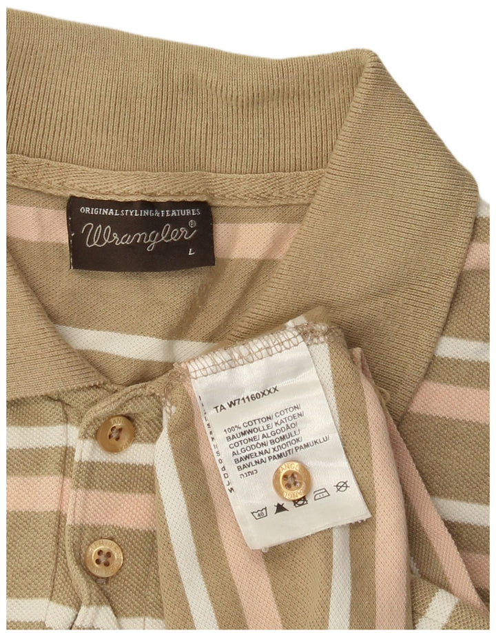 Мужская рубашка-поло Wrangler, большой хлопок в полоску цвета хаки
