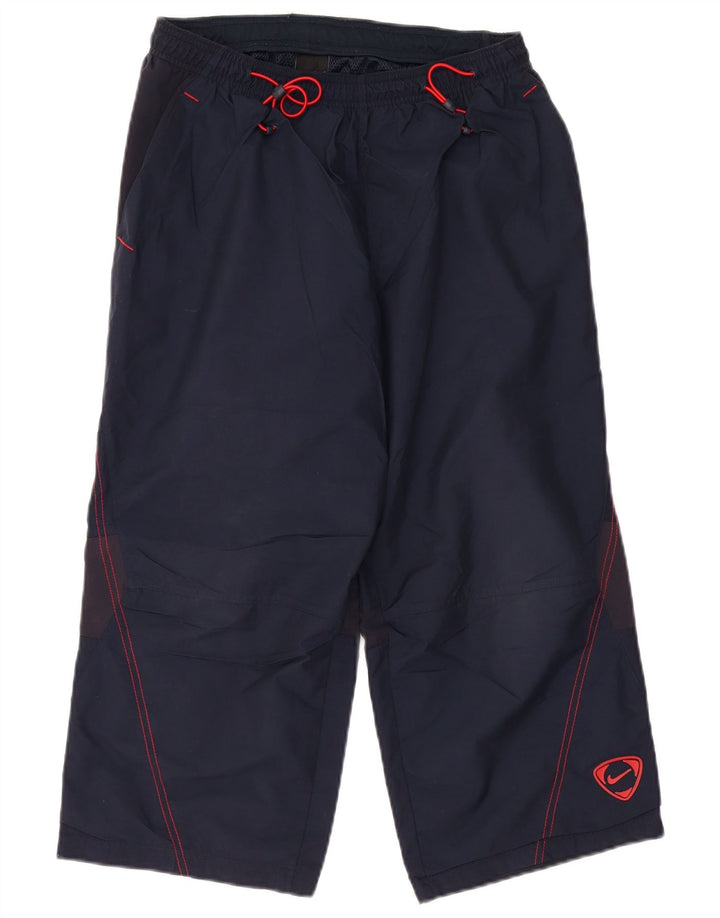 Мужские спортивные брюки-капри NIKE, средние темно-синие нейлоновые брюки с цветными блоками