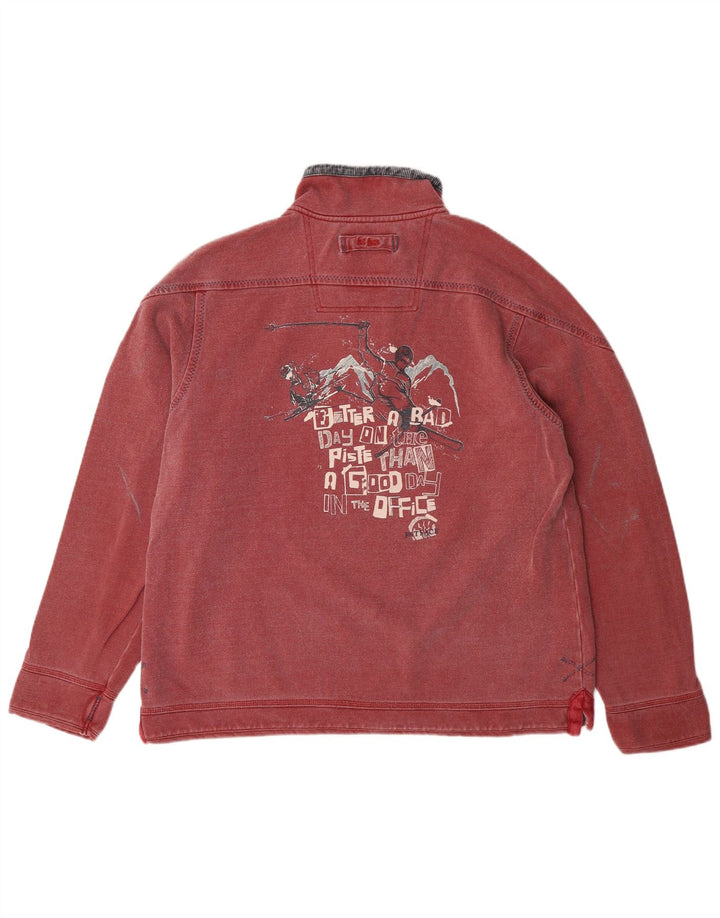 FAT FACE Мужской свитшот с рисунком на молнии и воротником-стойкой, джемпер среднего красного цвета, хлопок