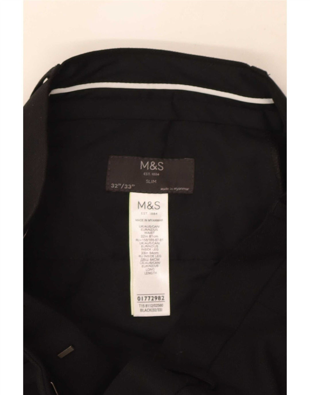Мужские брюки узкого кроя Marks & Spencer W32 L33, черный полиэстер
