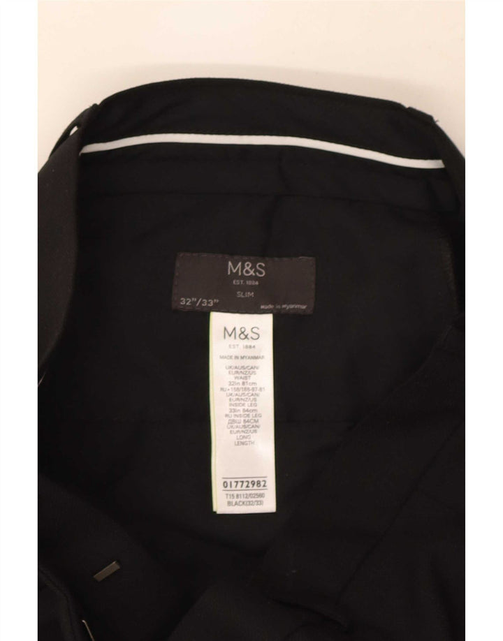Мужские брюки узкого кроя Marks & Spencer W32 L33, черный полиэстер