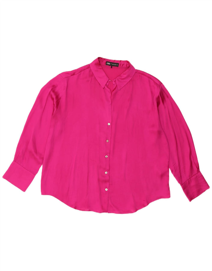Женская блузка-рубашка Zara UK 20 2XL, розовый полиэстер