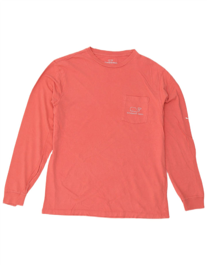Мужской топ с рисунком Vineyard Vines, маленький розовый хлопок с длинными рукавами