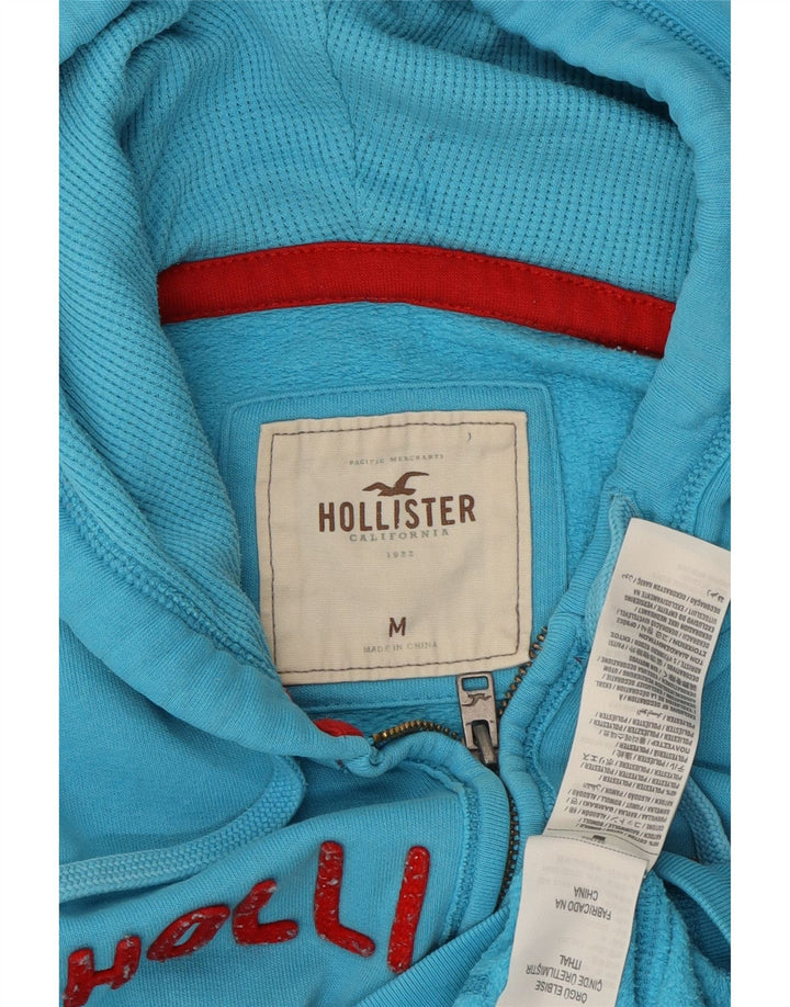 HOLLISTER Женский свитер с капюшоном на молнии с графическим рисунком UK 14, средний синий хлопок