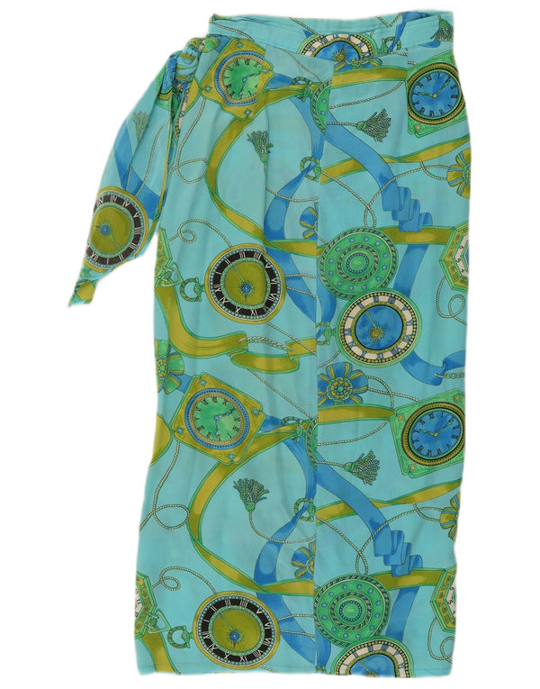 Vintage Womens Abstract Pattern Wrap Skirt W32 Large Blue