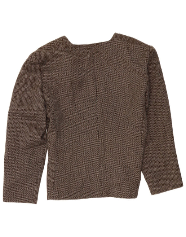 LUISA SPAGNOLI Женский пиджак на 1 пуговице IT 46 Большой коричневый с геометрическим узором