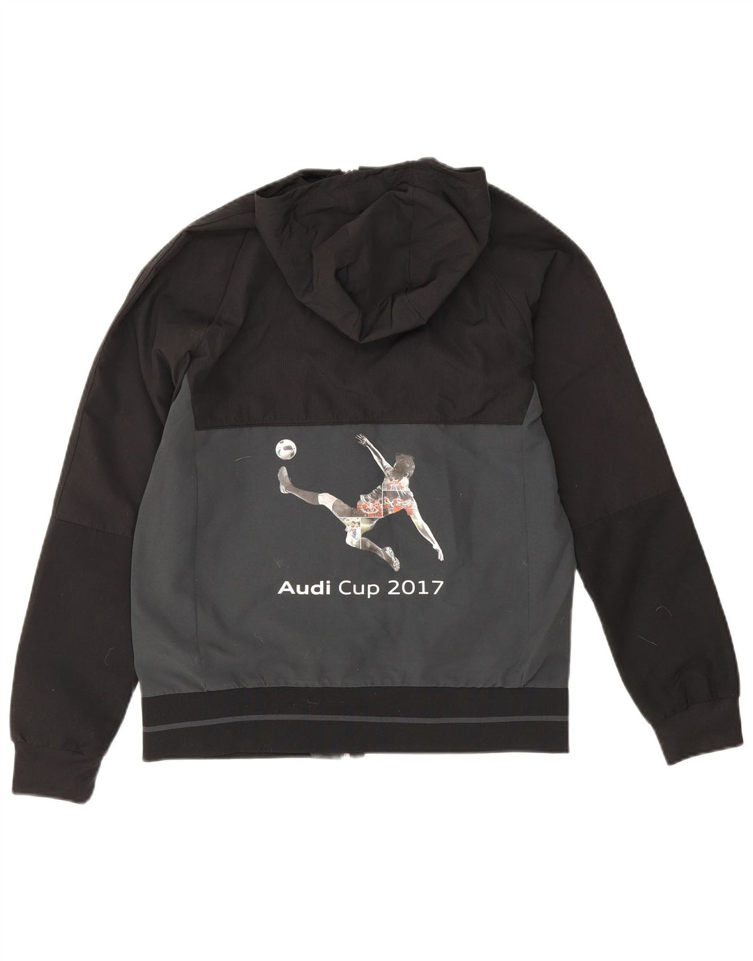 Дождевик с капюшоном Adidas для мальчиков 13–14 лет, черный полиэстер с цветными блоками