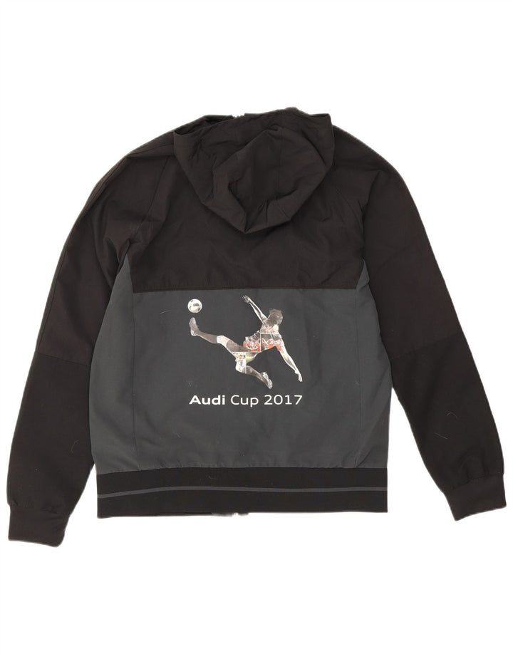 Дождевик с капюшоном Adidas для мальчиков 13–14 лет, черный полиэстер с цветными блоками