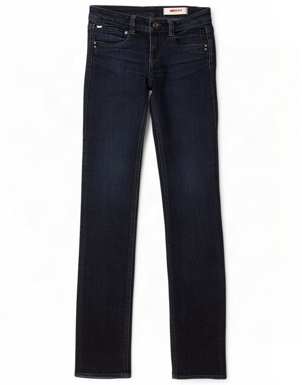 Gas Womens Slim Straight Jeans W28 L33 Navy Blue Cotton