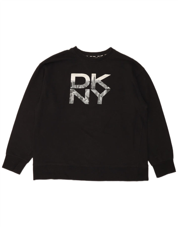 Мужской свитшот с рисунком Dkny, хлопковый джемпер среднего размера, черный