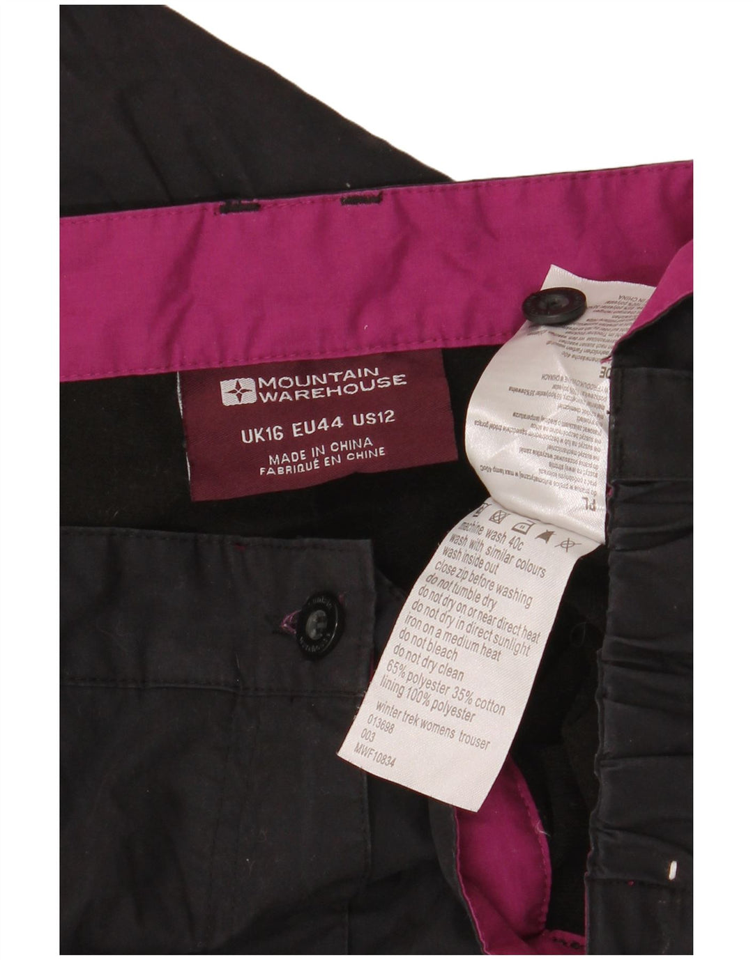 Женские брюки-ветровки Mountain Warehouse UK 16, большие W38 L30, черные