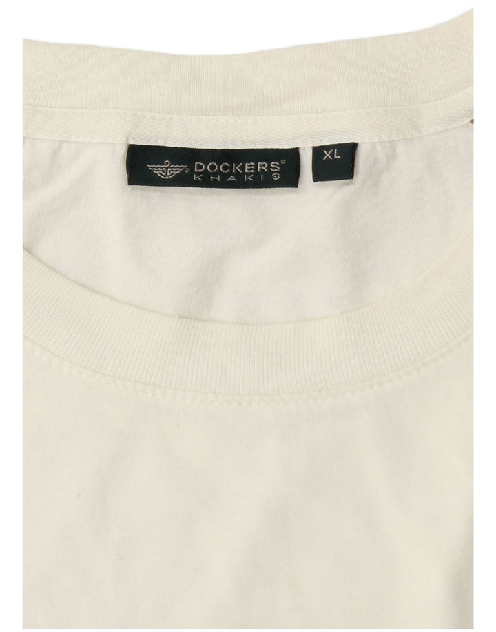Мужская футболка цвета хаки Dockers, топ XL, белая, с цветными блоками