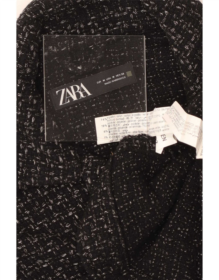 Женская оверсайз-куртка Zara UK 14, хлопковый средний черный в клетку