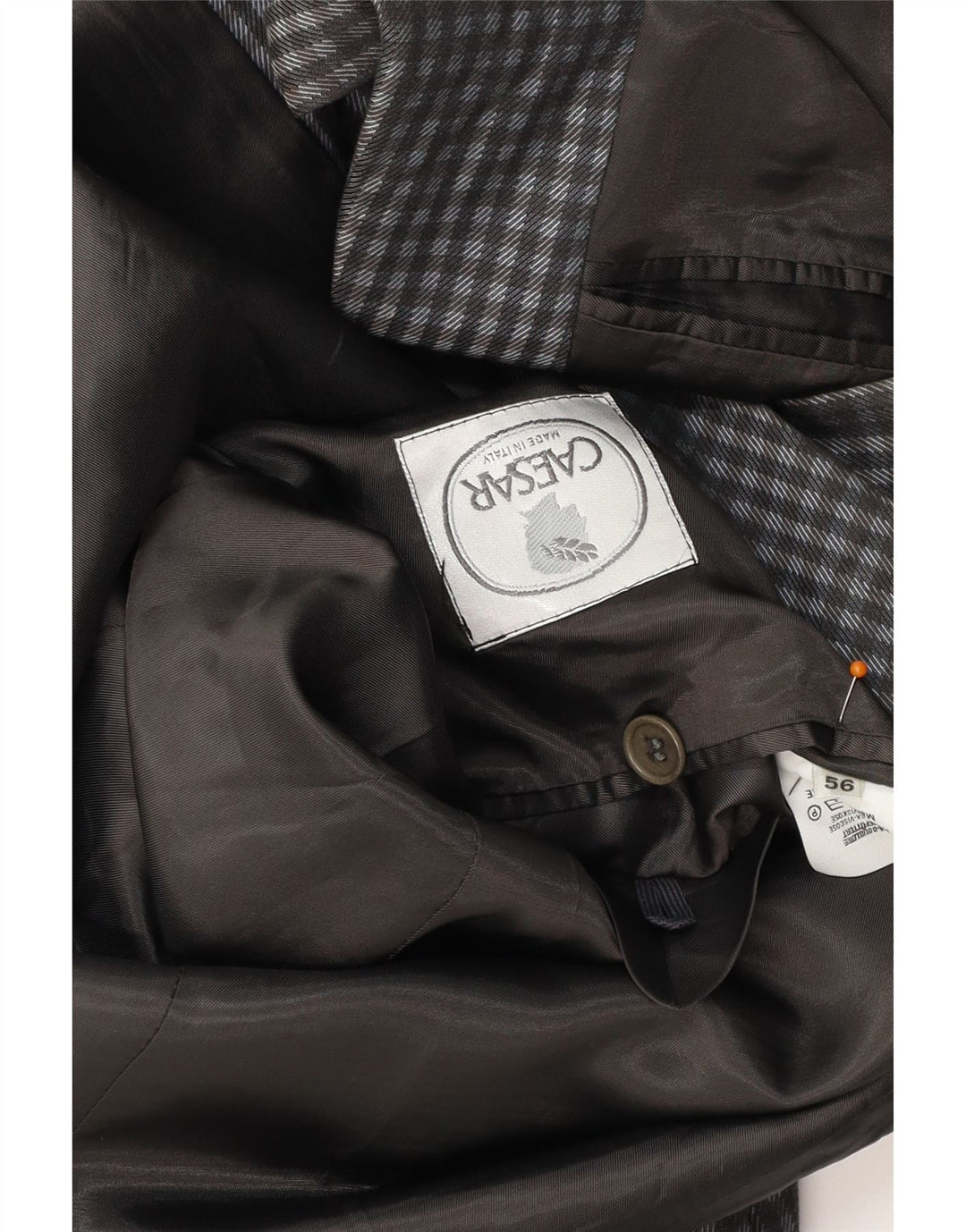 Мужской пиджак CAESAR на 2 пуговицах IT 56 XL, серый хлопок в мелкую клетку