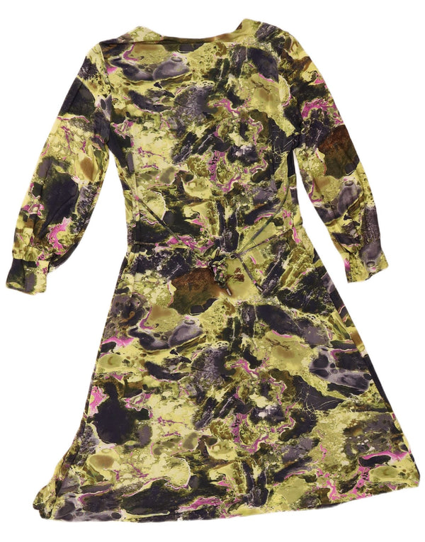 Винтажное женское платье А-силуэта с длинными рукавами IT 48 XL, зеленое, вискоза тай-дай