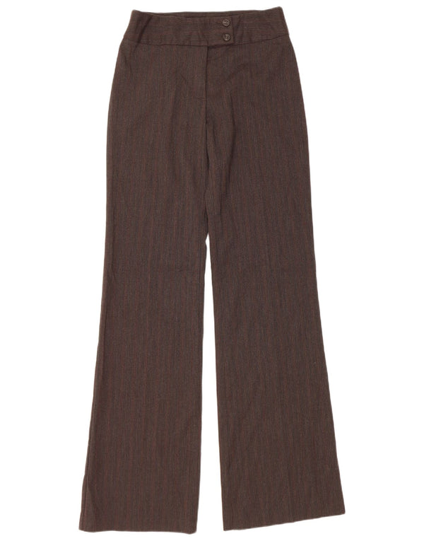 BENETTON Womens Bootcut Suit Trousers IT 38 XS W26 L33 Brown Striped